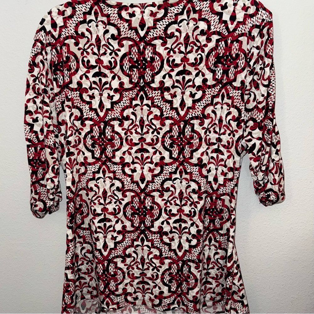 Style & Co. Red and White Patterned Blouse - Picture 2 of 4